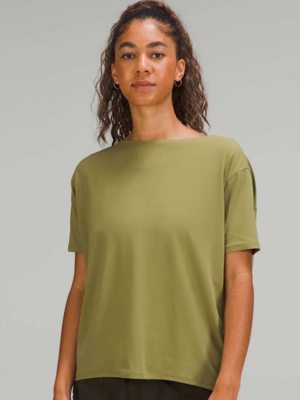 lululemon athletica Olive Green Short Sleeve Back in Action Crewneck Tee